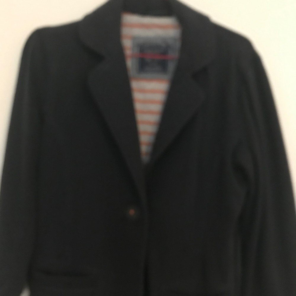 American Eagle Sweatshirt material blazer, navy blue, size M, one button style